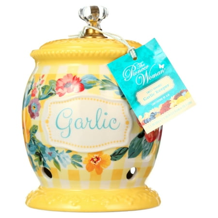 The Pioneer Woman Sweet Romance Ceramic Garlic Keeper with Lid
