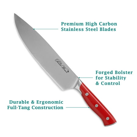 The Pioneer Woman Pioneer Signature 14-Piece Stainless Steel Knife Block Set, Red, Red