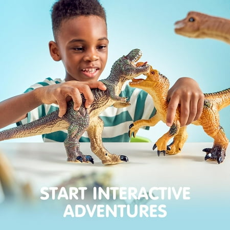 Joyfy Big Dinosaur Toys for Toddlers, 6 Piece Large Soft Dinosaur Figures with an Educational Book, Realistic Jurassic World Toys for Kids Ages 1-5, Jumbo Dinosaur Toys for Boys and Girls Gift
