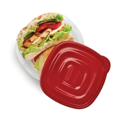 Rubbermaid TakeAlongs 2.9 Cup Square Food Storage Containers, 4-Pack, RedRed,