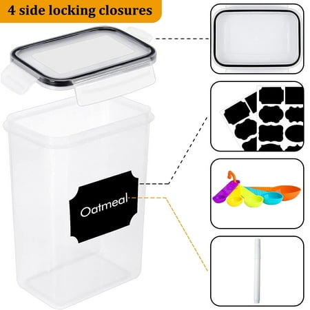 stusgo 42 Pcs Airtight Food Storage Containers Set with Lids, BPA Free Clear Pantry Canister for Kitchen and Pantry Organization,Plastic Canisters for Cereal, Dry Food and Sugar,Includes 50 Labels, 42 pcs