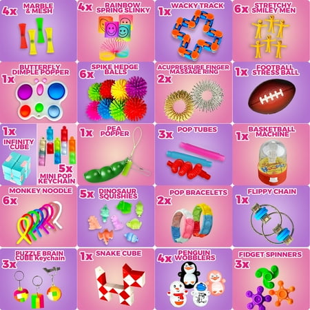 120 Pack Fidget Toys Set,Pop Sensory Party Favors Gifts for Kid Adult Boy Girl ADHD Autism Stress Relief Stocking Stuffers Autistic Bulk Goodie Bag Pinata Filler Treasure Box Classroom Prizes School