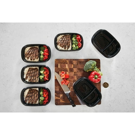 Rubbermaid TakeAlongs, 3.7 Cups, Meal Prep Food Storage Container with Built-In Divider (Includes 10 Containers + 10 Lids)