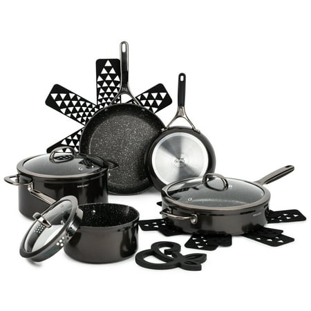 Thyme & Table Supreme 12-Piece Cookware Set Non-Stick - Black, Black