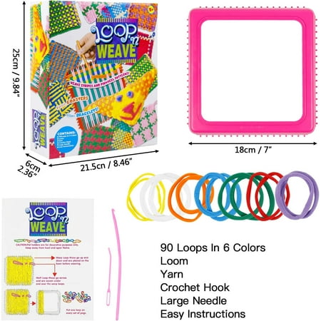Rirool Weaving Loom Kit for Kids and Adults - 90 Pieces Potholder Loops Crafts in 6 Colors - Educational DIY Knitting Kit for Beginners
