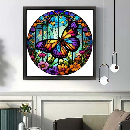 Butterfly 5D Diamond Painting Kits For Adults - Butterfly Flowers DIY Diamond Art Kits Full Drill Diamond Dots Paintings With Diamonds Gem Art And Crafts Home Decor 12x12inch
