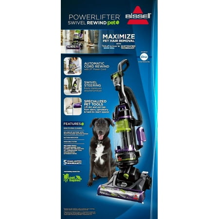 BISSELL Power Lifter Pet Rewind with Swivel Bagless Upright Vacuum, 2259