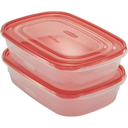 Rubbermaid TakeAlongs, 1 Gallon, 2 Packs, Red, Large Rectangular Plastic Food Storage ContainersRed,