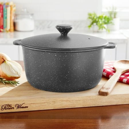 The Pioneer Woman Prairie Signature 5qt Nonstick Cast Aluminum Dutch Oven, Charcoal Speckle