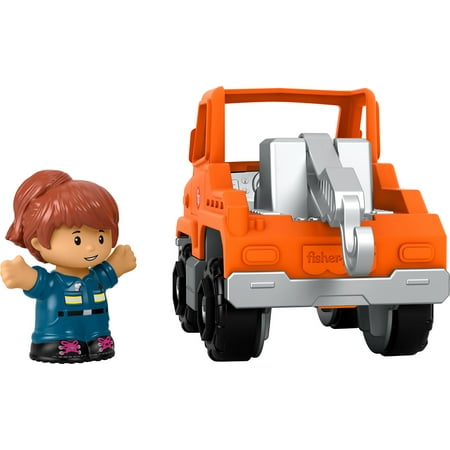 Fisher-Price Little People Help and Go Tow Truck & Figure Set for Toddlers, 2 Pieces