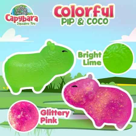 Power Your Fun Capybara Squishy Toy 2-Pack, Stress Relief Fidget STEM Toys for Adults & Kids