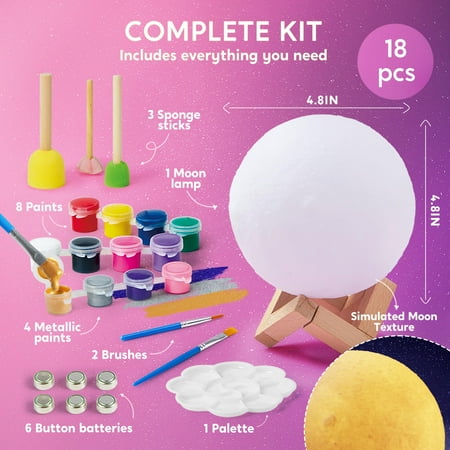 Joyfy DIY 3D Moon Lamp Painting Kit, Paint Your Own Moon light Arts and Crafts Kit for Kids 6 8 10 12, Birthday Christmas Gifts for Boys Girls