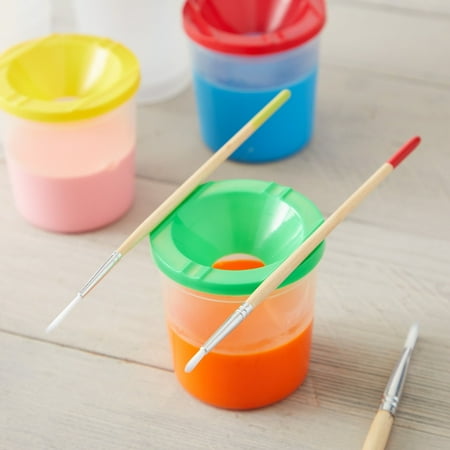 12 Pack No Spill Paint Cups With Lids for Kids, Arts and Crafts Supplies for Classrooms (4 Colors, 3 x 3 In)