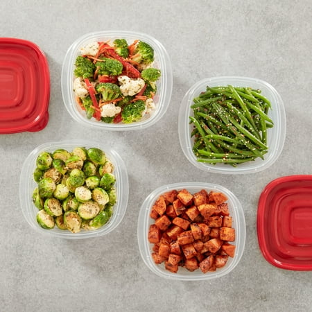 Rubbermaid TakeAlongs 2.9 Cup Square Food Storage Containers, 4-Pack, RedRed,