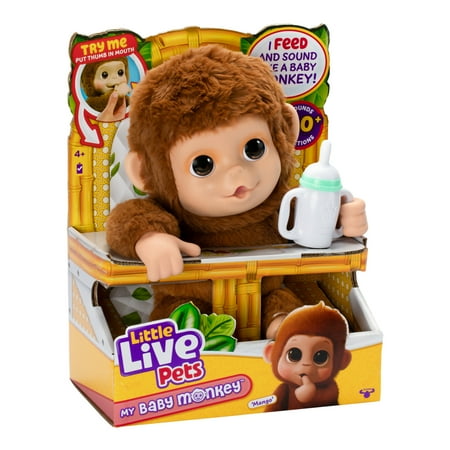 Little Live Pets My Baby Monkey Mango, 50+ Sounds and Reactions, Ages 4+