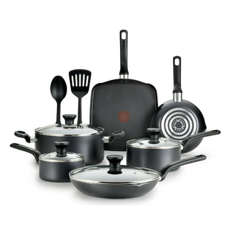 T-fal Easy Care 12-Piece Non-Stick Cookware Set, Pots and Pans, GreyGray,