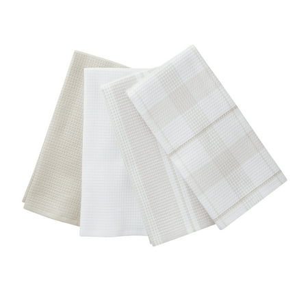 Better Homes & Gardens Papyrus-Beige Cotton Waffle-Weave Dual-Purpose Oversized Kitchen Towels 4 Pack