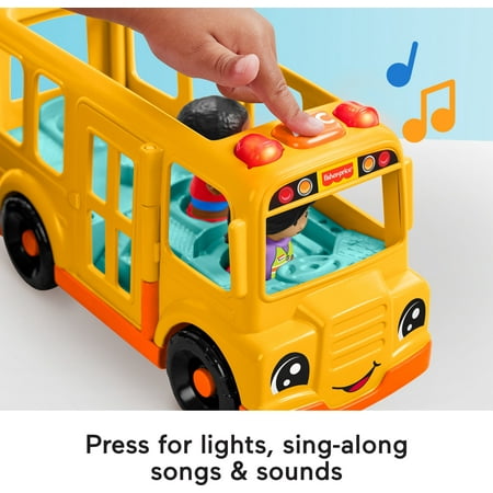 Fisher-Price Little People School Bus Musical Toddler Toy Vehicle with 2 Figures