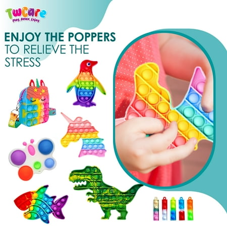 120 Pack Fidget Toys Set,Pop Sensory Party Favors Gifts for Kid Adult Boy Girl ADHD Autism Stress Relief Stocking Stuffers Autistic Bulk Goodie Bag Pinata Filler Treasure Box Classroom Prizes School