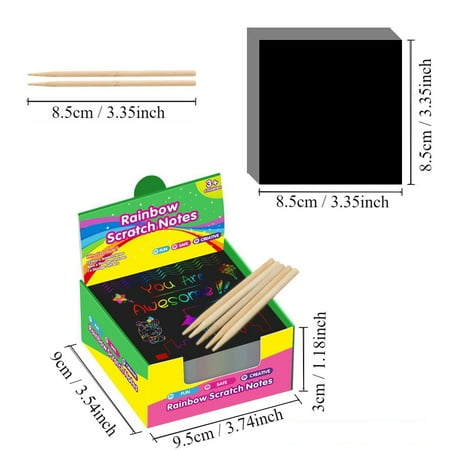 Zenghuiiii 100 Pcs Scratch Off Craft Kit For Kids Color Drawing Note Pad Supply For Girls Boys DIY Party Game Activity Easter Christmas Toy Arts And Crafts for Kids Ages 8-12 Girls, Black, 8.5X8.5cm