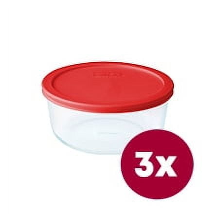 Pyrex Simply Store 2-Cup Glass Food Storage Container, Round, Set of 3