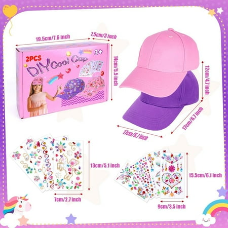 6 7 8 9 10 11 Year Old Girls Gifts, Arts and Crafts for Kids Age 4-12 Girl Stickers Baseball Caps Toys for 3 4 5 Year Old Birthday Presents for Kid Teenager Craft Kits Glitter Gem Sun Hat
