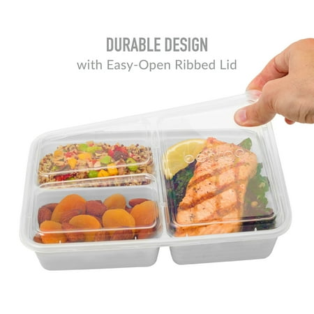 Bentgo? Prep 3-Compartment Containers - 20-Piece Meal Prep Kit with 10 Trays & 10 Custom-Fit Lids - Durable Microwave, Freezer, Dishwasher Safe Reusable BPA-Free Food Storage Containers - Lilac