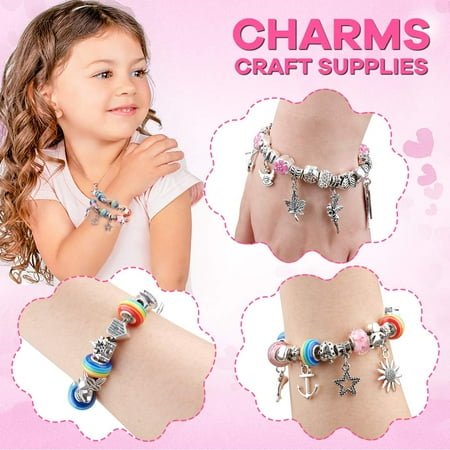 SUNNYPIG Jewellery Charm Making Set for 6 Year Old Girl Friendship Bracelet Making Kit for Kids Age 7 8 9 10 Girls Gifts for 7 8 9 10 Year Old Toy for 6-12 Year Old Teenage Girls Birthday Gifts