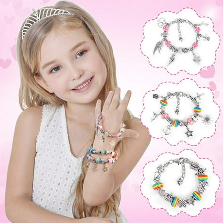 SUNNYPIG Jewellery Charm Making Set for 6 Year Old Girl Friendship Bracelet Making Kit for Kids Age 7 8 9 10 Girls Gifts for 7 8 9 10 Year Old Toy for 6-12 Year Old Teenage Girls Birthday Gifts