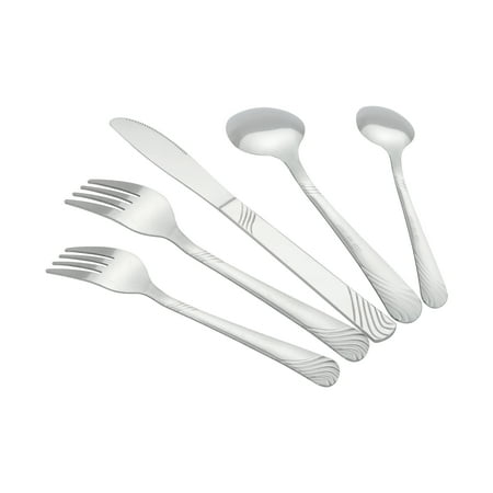 Mainstays Swirl 49 Piece Stainless Steel Flatware and Organizer Tray Set, Silver, Service for 8 3.29 lb