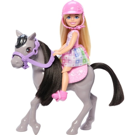 Barbie Chelsea Doll & Horse Toy Set, Includes Helmet Accessory, Multicolor, 5.91 in