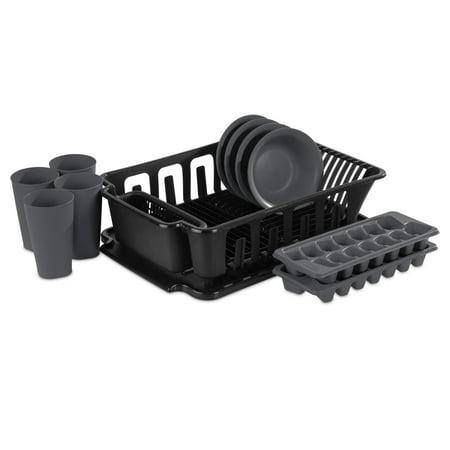 Sterilite 12 Piece Kitchen Set, Includes Sinkset, Bowls, Tumblers, Ice Cube Trays, Black