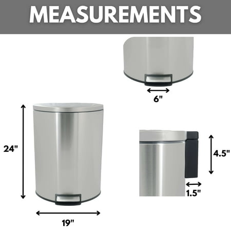 Better Homes & Gardens 14.5 Gallon Stainless Steel Step on Kitchen Trash Can Silver