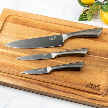 Thyme & Table Non-Stick Coated High Carbon Stainless Steel Carbon Chef's Knives, 3 Piece Set