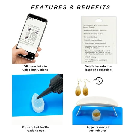 Blue Moon Beads UV Resin Hard-Type 40ml Bottle, High-Quality Crystal Clear-Unisex-Teen to Adult