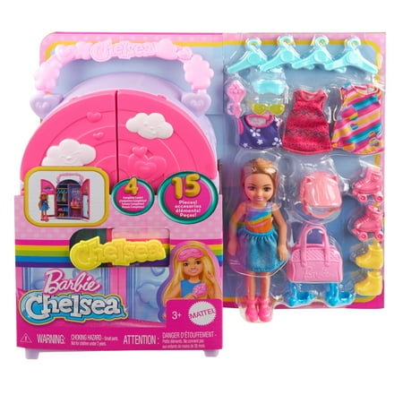 Barbie Chelsea Doll & Closet Toy Playset with Clothes & Accessories, Foldable Set for On-The-Go Play