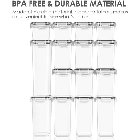 15 Packs Airtight Food Storage Containers Set with Lids, Kitchen Pantry Organization and BPA Free Plastic Canisters Include 24 Labels By WEPSEN