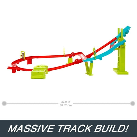 Hot Wheels Track Set, Neon Speeders Skyscraper Speed Circuit with 1 Hot Wheels Car