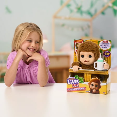 Little Live Pets My Baby Monkey Mango, 50+ Sounds and Reactions, Ages 4+