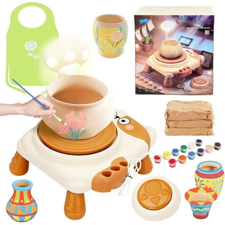Pottery Wheel for Kids, Air Dry Clay and Kids Paint Craft Kits, Arts and Crafts Gift for Kids Girls Boys Ages 8-12 Year