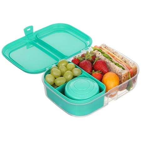 Sistema To Go Split Lunch Box, 1.1L Food Storage Container with 2 Compartments, Minty Teal