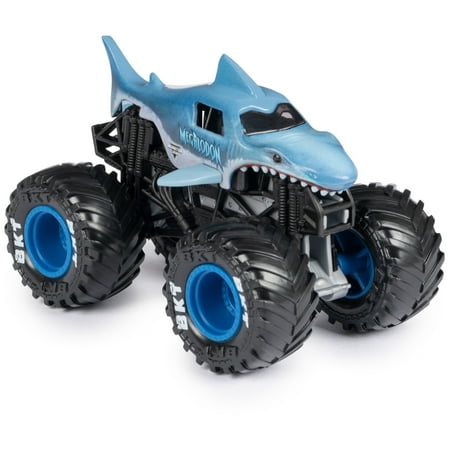 Monster Jam, Official Megalodon Monster Truck, Die-Cast Vehicle, 1:64 Scale, Kids Toys for Boys Ages 3 and up, Blue