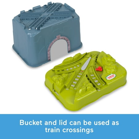 Thomas & Friends Toy Train Track Set, Percy's Connect & Build Track Bucket, 28 Pieces, Percy Engine