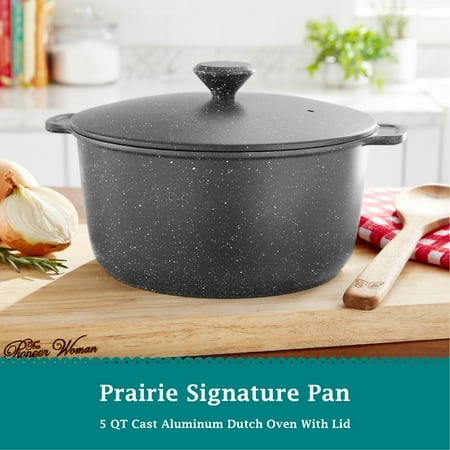 The Pioneer Woman Prairie Signature 5qt Nonstick Cast Aluminum Dutch Oven, Charcoal Speckle