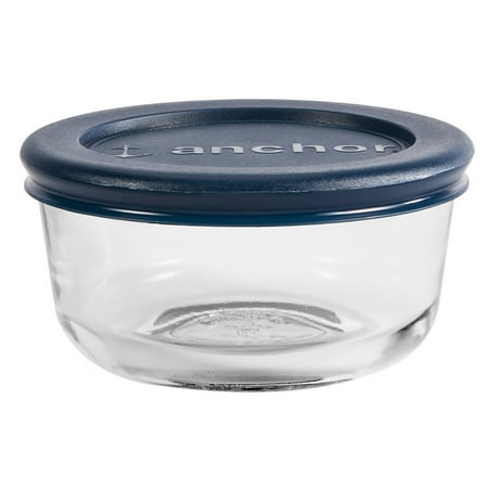 Anchor Hocking Glass Food Storage Containers with Lids, 1 Cup Round, Set of 4