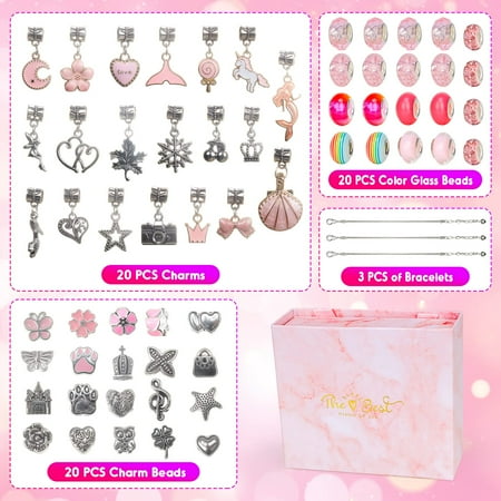 Dikence Toys for 4 5 6 Year Old Kids Girl, Jewelry Making Kit Birthday Gifts for Girls Age 7 8 9 Art and Craft DIY Charm Bracelet Kit for 8-12 Year Old Kid Crafts Set Toy Bracelet Present