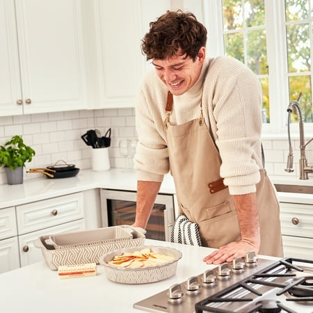 Thyme & Table, 10-Piece Ceramic Bakeware Set, with Spatulas & Whisk, Madison, Gray