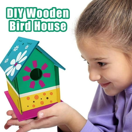 2 Set DIY Bird House Wind Chime Kits, Birdhouse Kit Crafts for Kids Ages 4-12, Build and Paint Birdhouses Wooden Arts Kits, Outdoor toys, Ideal Birthday, Children's Day ,Christmas Gifts for Kids