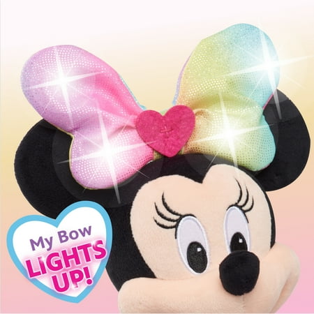 Disney Junior Minnie Mouse Sparkle and Sing Minnie Mouse, Large 13 Inch Feature Plush with Lights and Sounds Baby and Toddler Toys