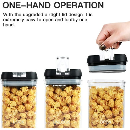 7 Pieces Airtight Food Storage Container Set Kitchen Organization Containers with 8 Labels & Chalk Marker BPA Free Clear Plastic Kitchen and Pantry Organization Containers